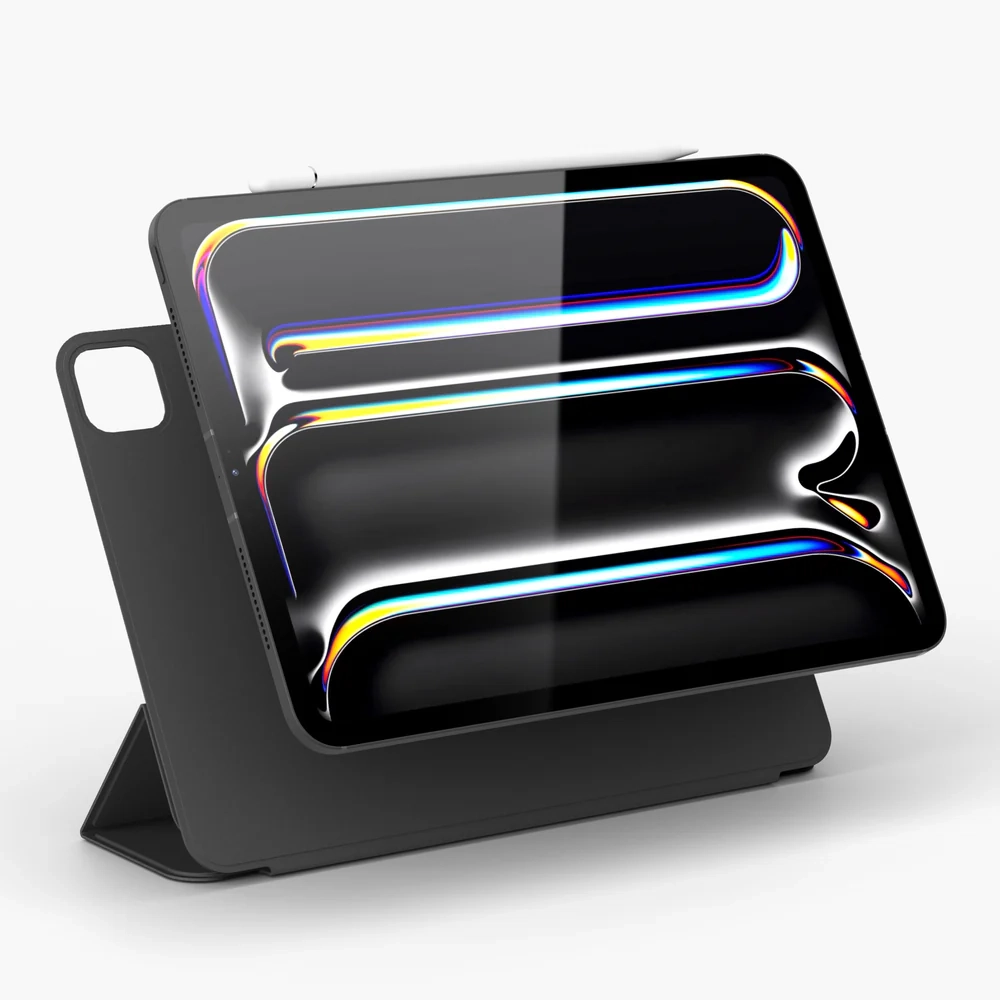 iPad Pro 13“ (2024) Smart Cover Foldable Folio Leder Tasche Schutzhülle Magnetcover (FFO00006) - Schwarz