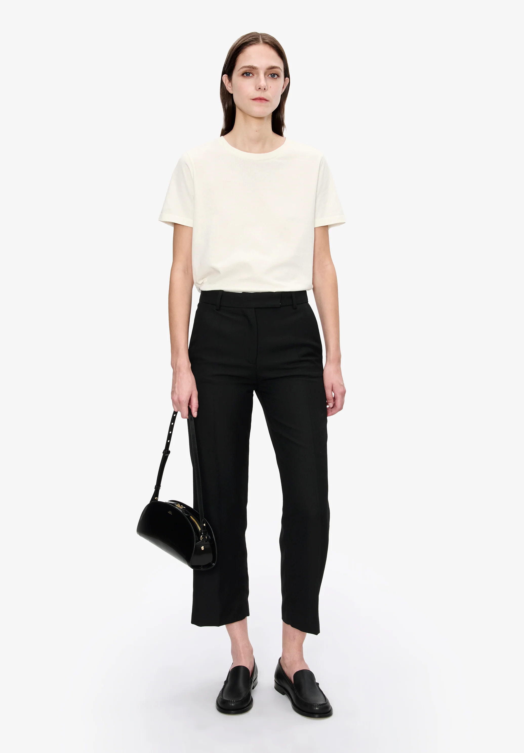Pantalon droit à plis - Noir