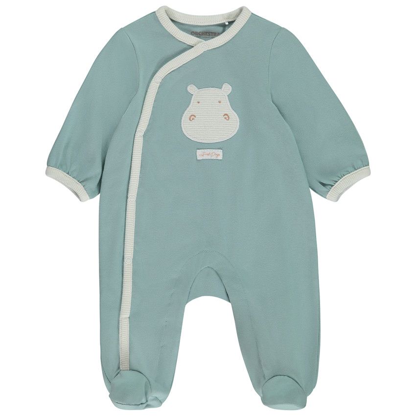 Dors-bien en jersey patch hippopotame pour bébé garçon - Bleu moyen