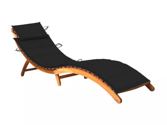 Chaise longue de jardin avec coussin Bois d'acacia solide