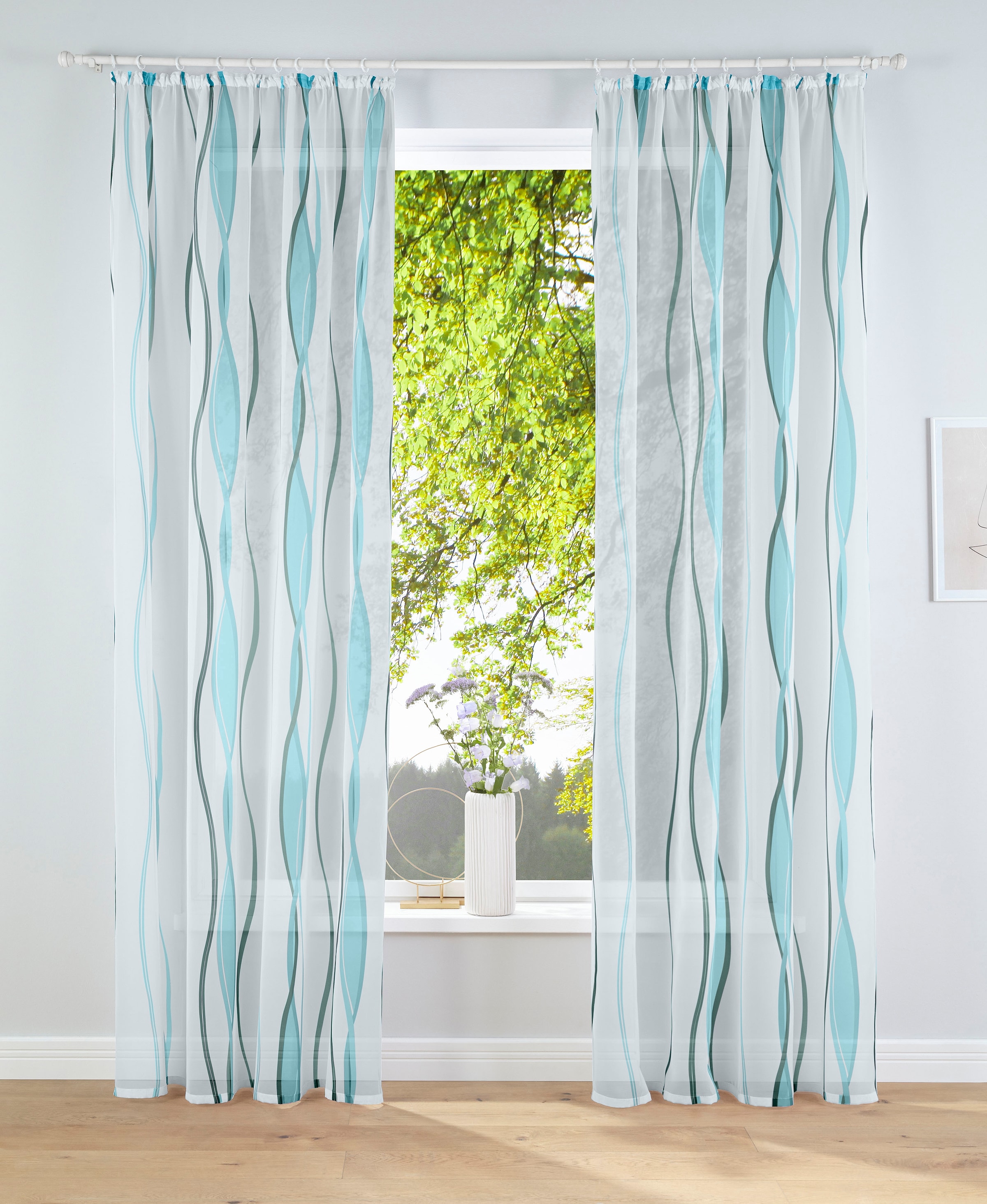 my home Gardine »Dimona« Kräuselband 2 Stk. tlg. 2er-Set, Bestseller, Polyester, Wellen