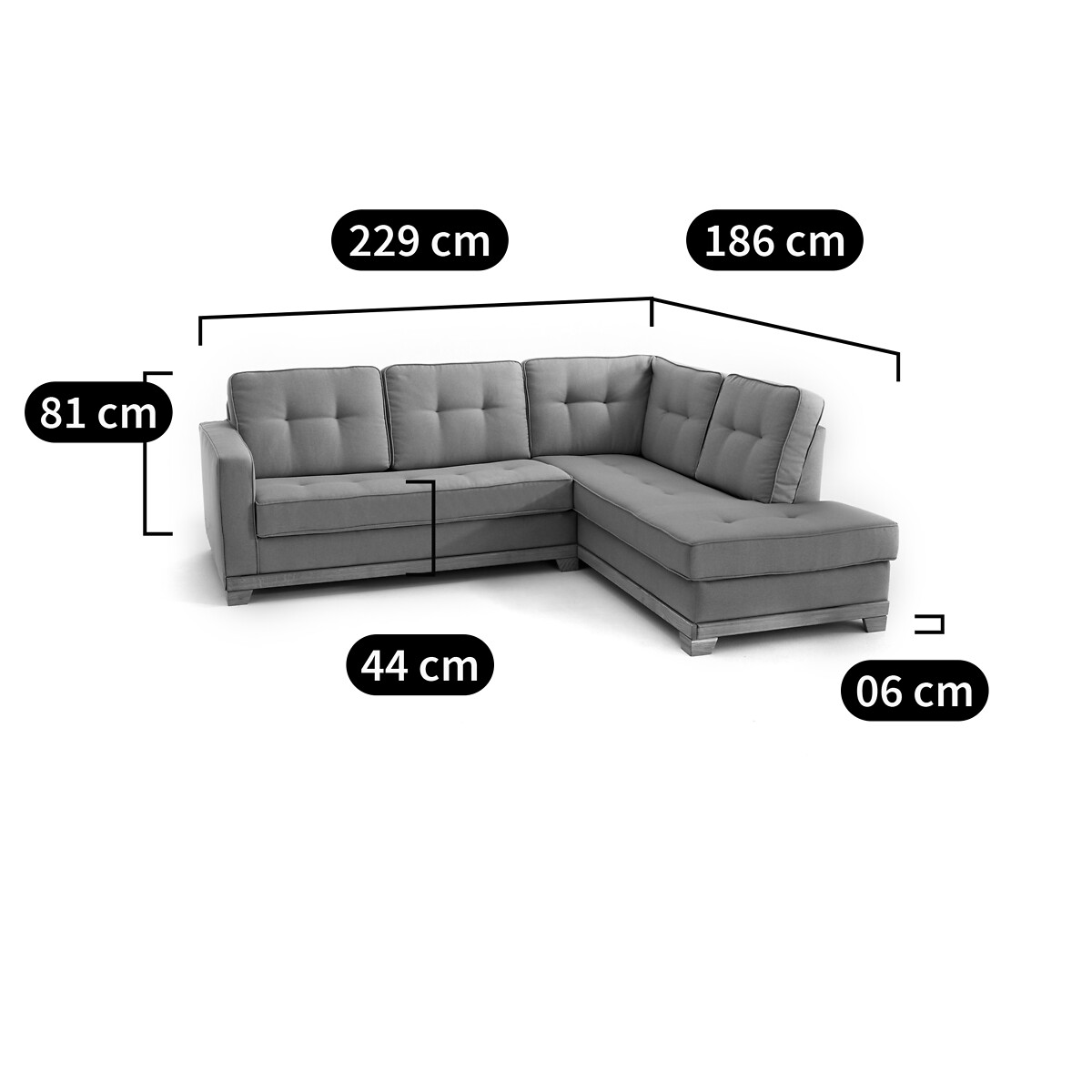 SO'HOME<br>Sofá de canto conversível, poliéster, bultex Ajis