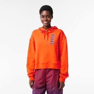 Sweatshirt à capuche avec crocodiles iconiques Sweatshirts - Orange - Lacoste - Femme