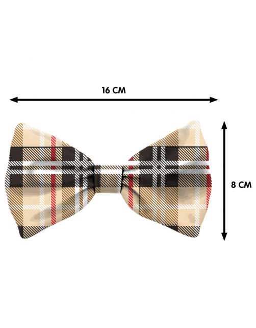 Plenty Gifts Bow Tie Dog Checked Pattern - Cadeau - 8x16x1 cm Bruin Zwart L