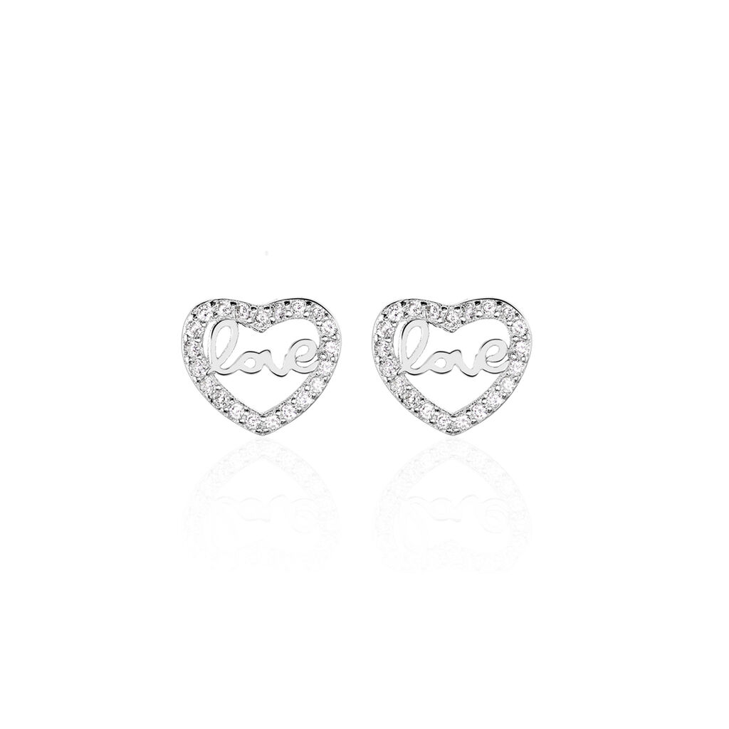 Boucles D'oreilles Puces Delicata Argent Blanc Oxyde De Zirconium
