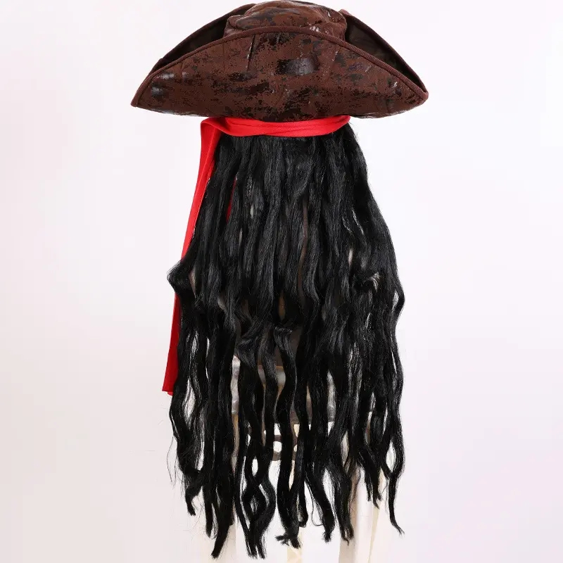 Jack Sparrow Perücke Piraten Fasnacht Kostüm Zubehör Motto Party / Halloween Accessoire - Hut mit Haaren