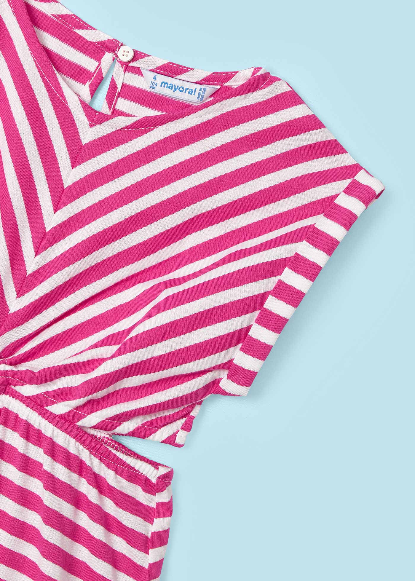 Vestido listrado fúcsia para meninas