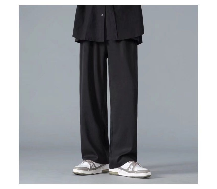 Acrius - Mid Rise Plain Wide Leg Broek