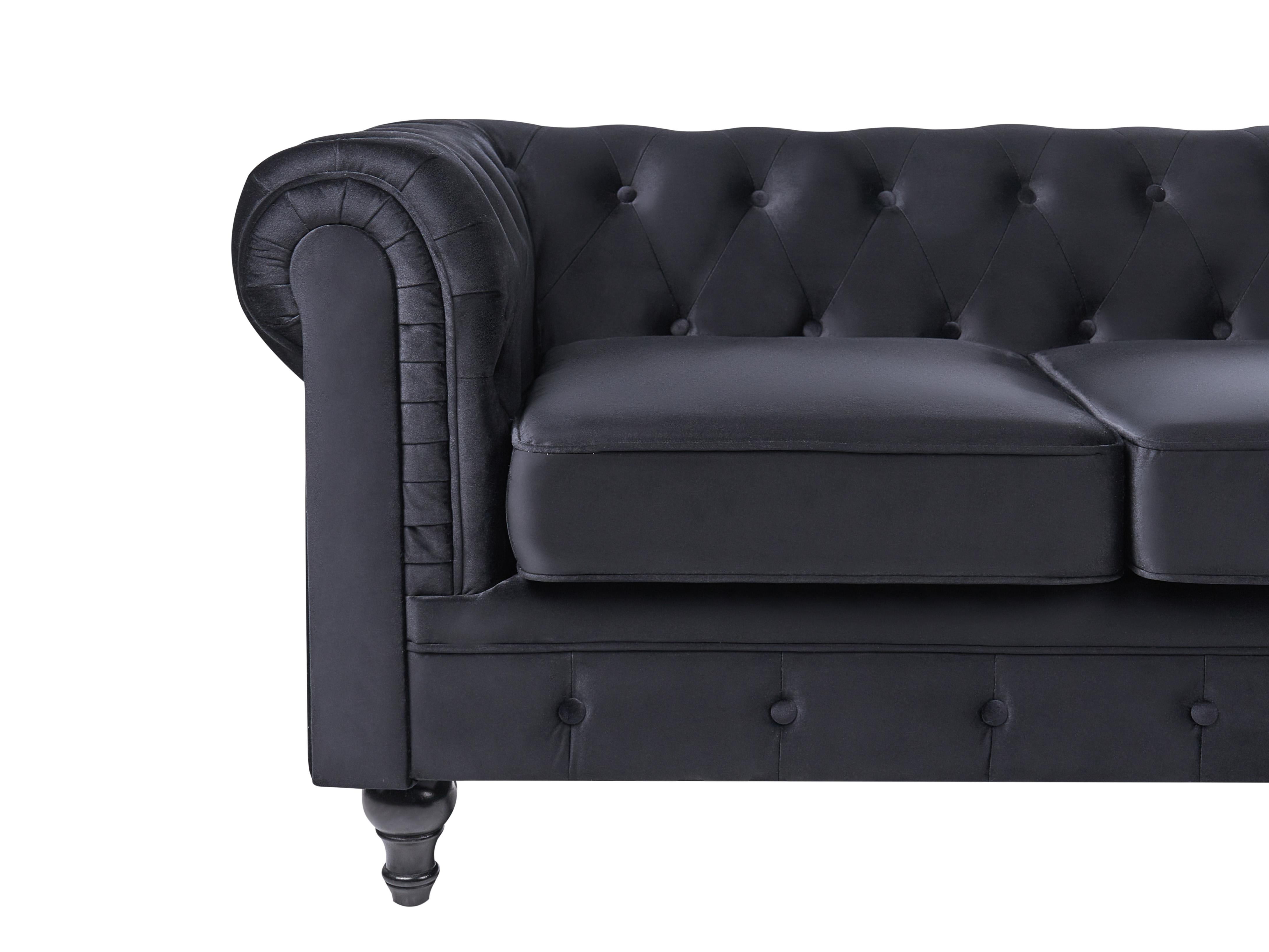 Bankenset 4-zits CHESTERFIELD Fluweel Zwart
