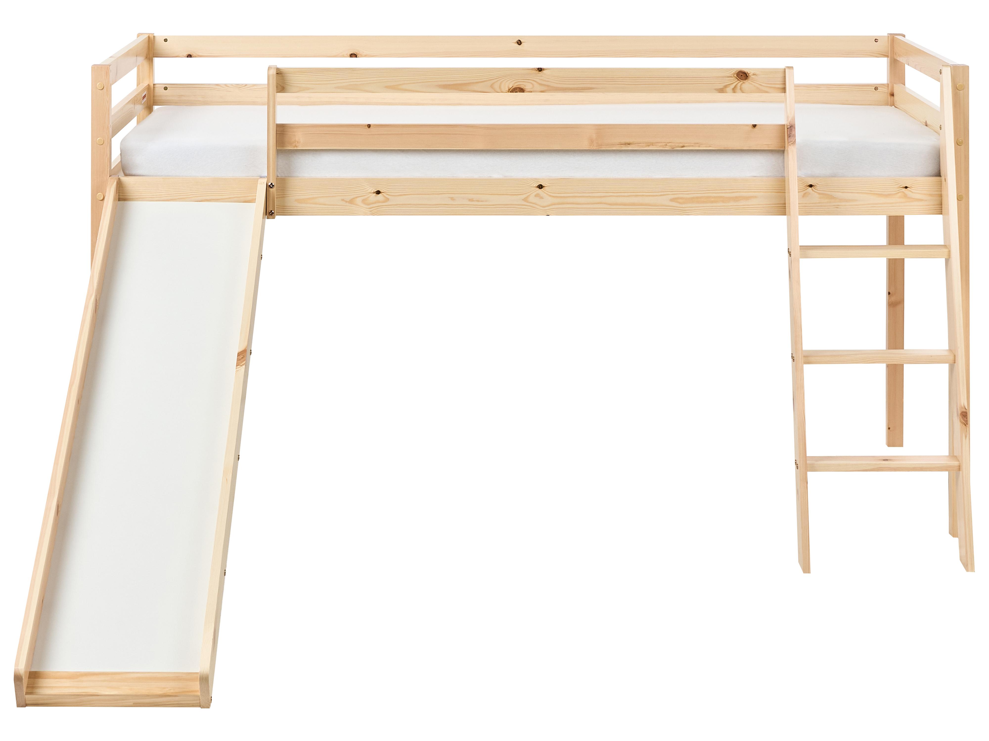 Verhoogd bed Dennenhout STAPLE 90 x 200 cm met glijbaan Lichtbruin