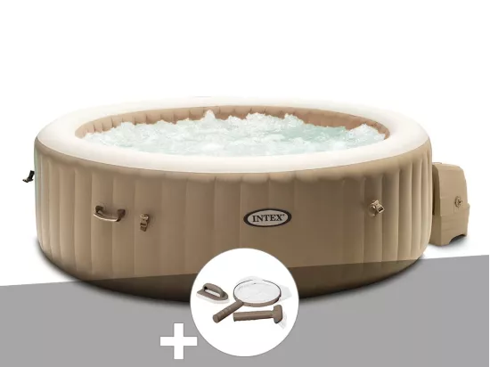 Kit spa gonflable Intex PureSpa Sahara rond Bulles 4 places + Kit d'entretien