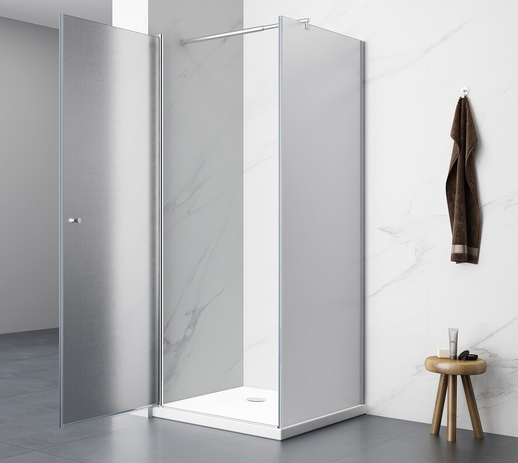 Aqualine Pilot melkglas douchecabine 70x70cm vierkant met chromen profielen