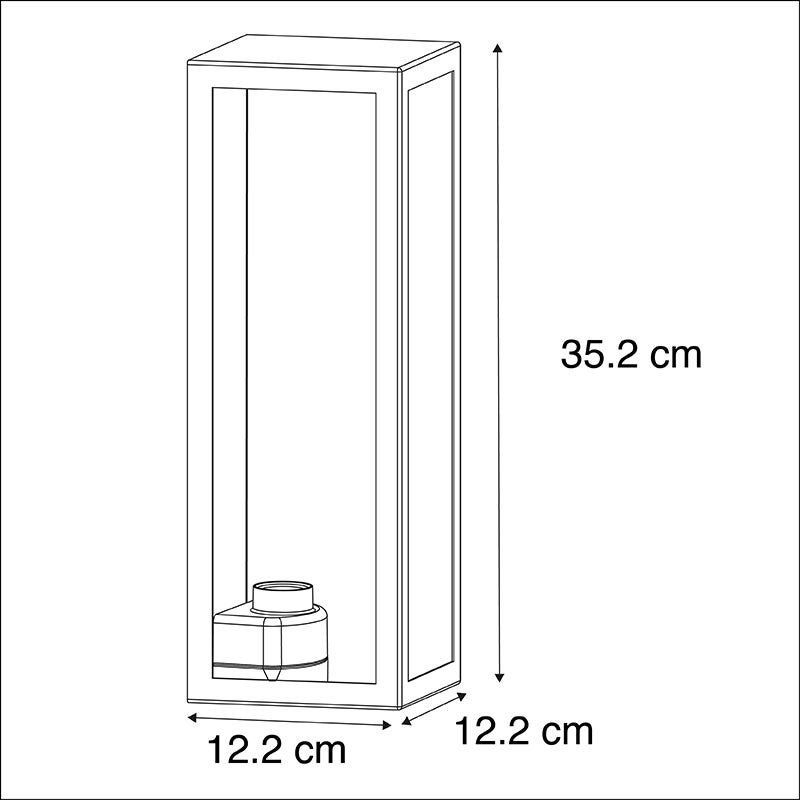 Moderne rechthoekige buitenwandlamp, zwart met glas - Rotterdam Long