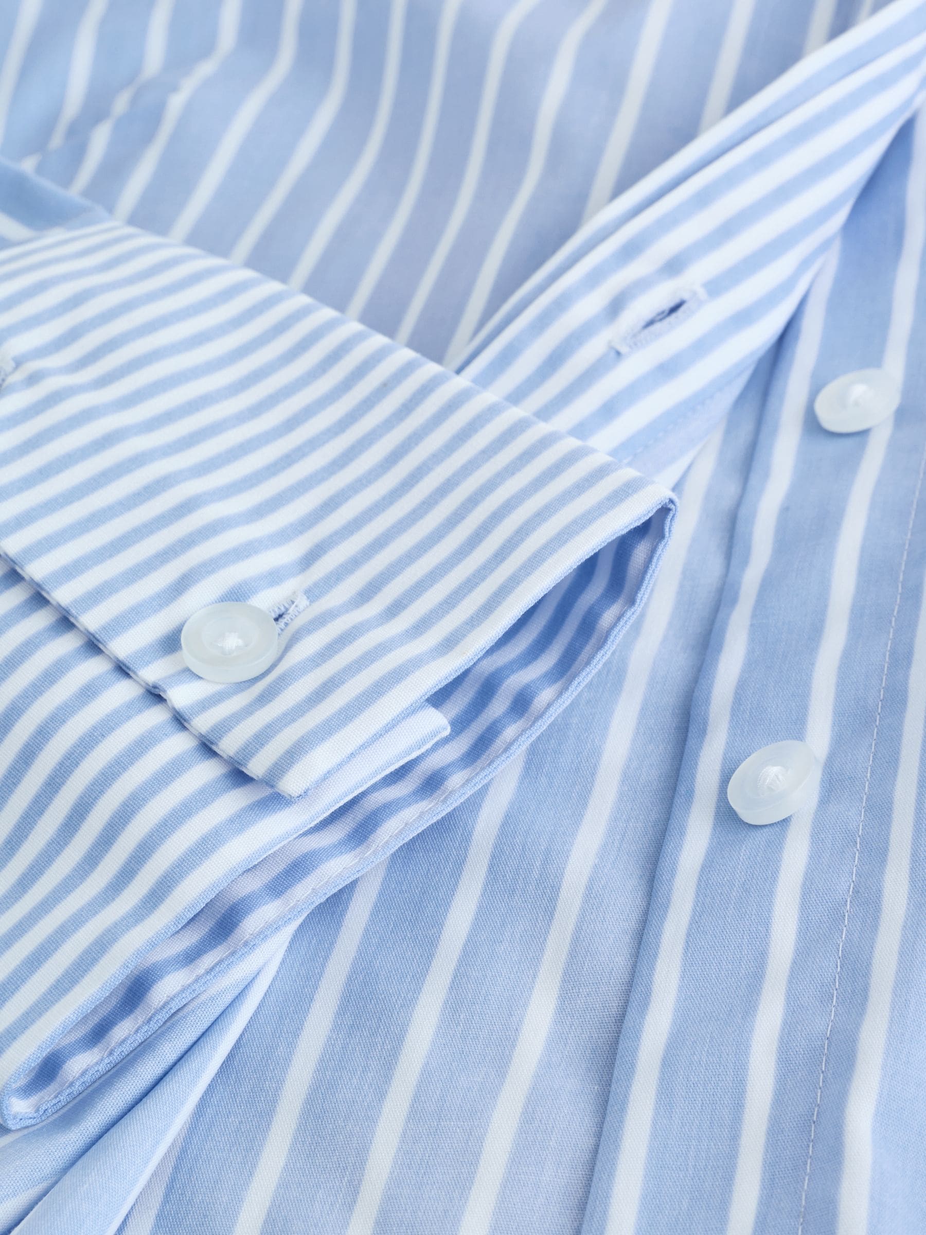 Blauw/witte streep - Fitted Stretch Essential Long Sleeve Shirt