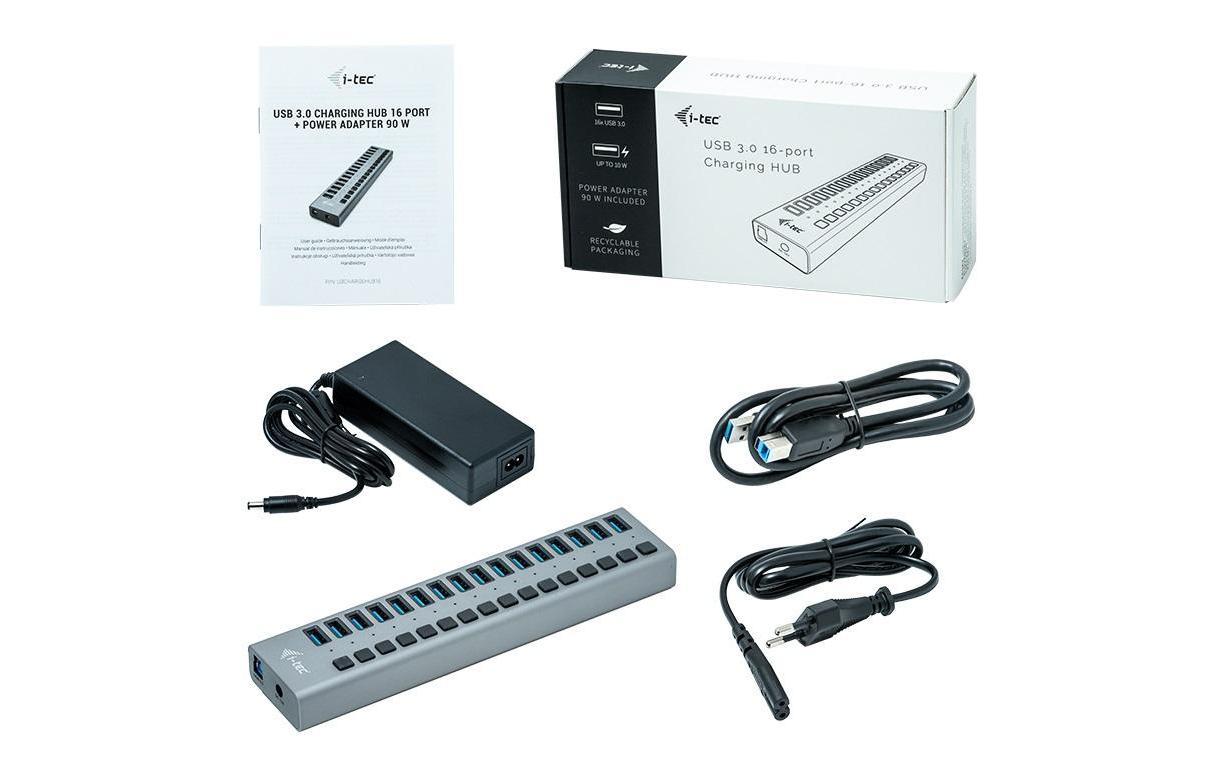 USB 3.0 Charging HUB 16 Port16-Port USB 3.0 Lade-HUB mit 90 Watt-Poweradapter