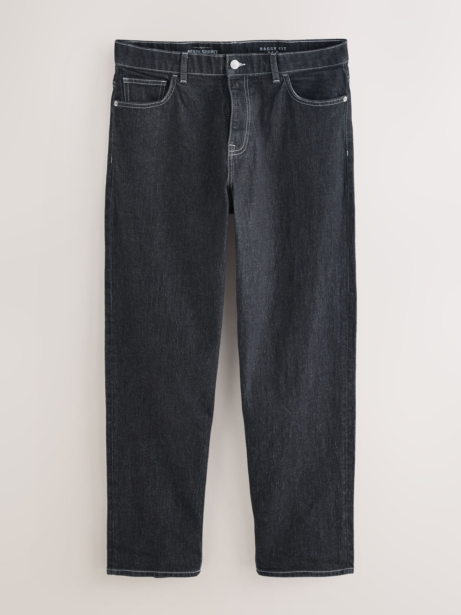 Zwart - Baggy pasvorm - Vintage wash denim jeans