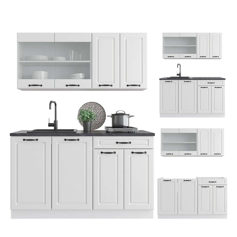 Vicco Küchenzeile Küchenblock Einbauküche R-Line Single Landhaus Weiß