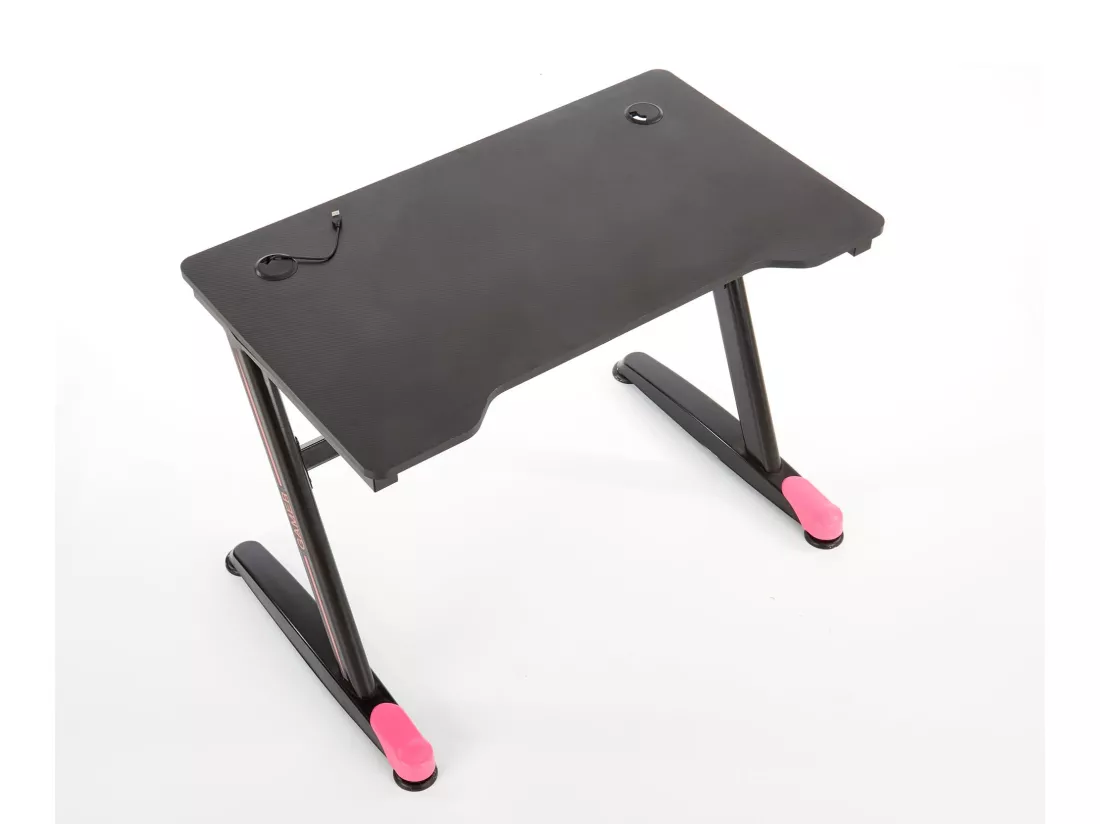 Bureau gamer noir et rouge avec pieds en acier NERD