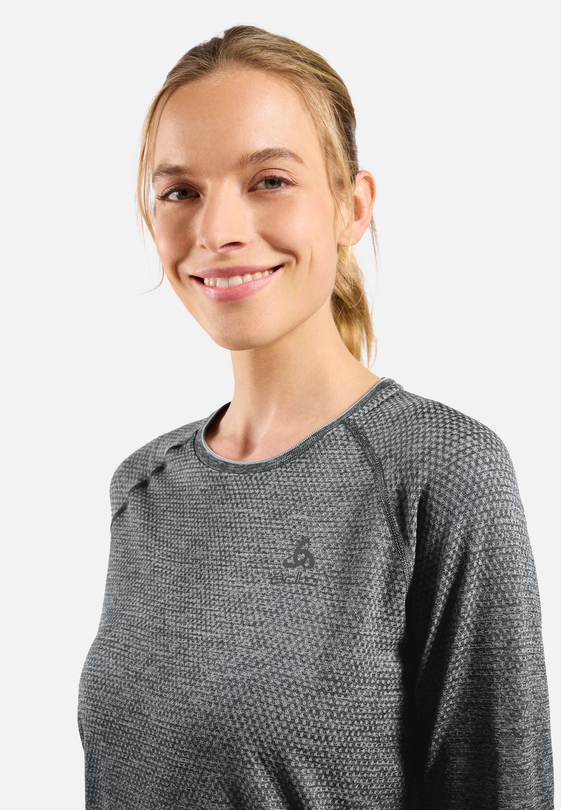 Essentials Seamless Langarm-Laufshirt in stone grey melange