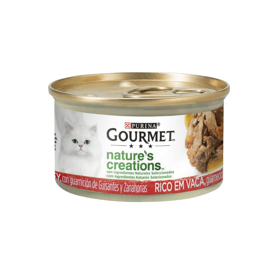 Bifes de carne em lata da Gourmet Nature's Creations para gatos