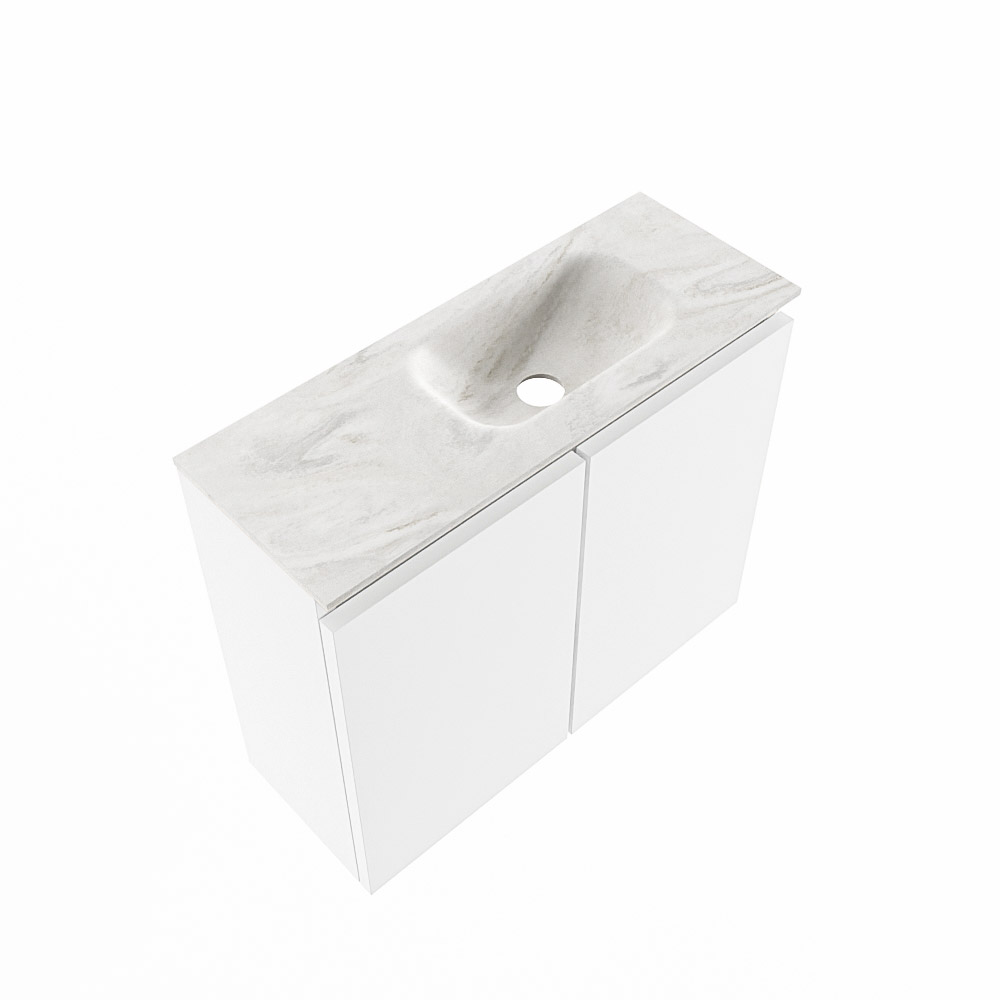 Mondiaz Ture DLux toiletmeubel 60cm talc met wastafel ostra rechts met kraangat