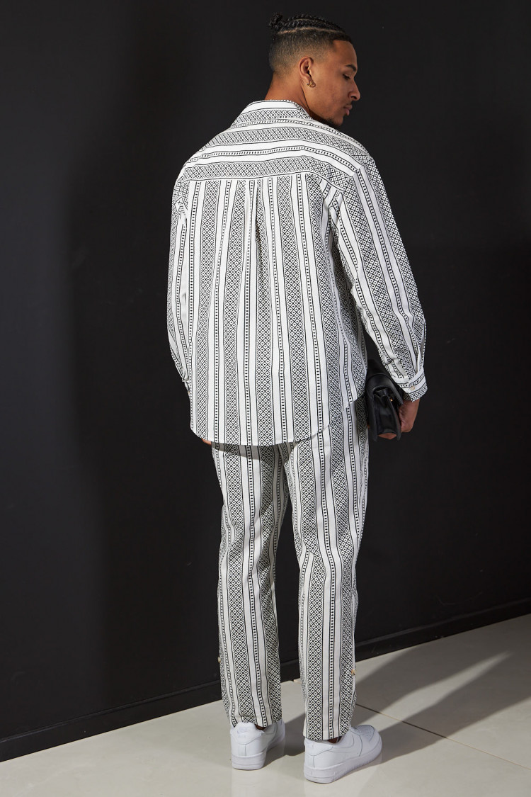 Ensemble 2 pièces chemise + pantalon blanc et noir