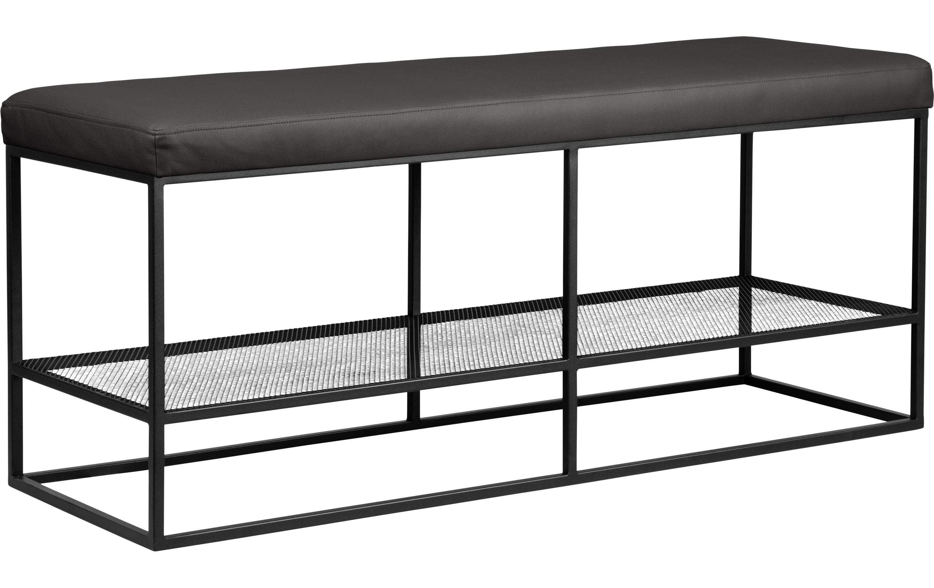 Bitung 120 x 40 x 45 cm, Schwarz<br>Moderne schwarze Garderobenbank für Eingangsbereiche und Flure