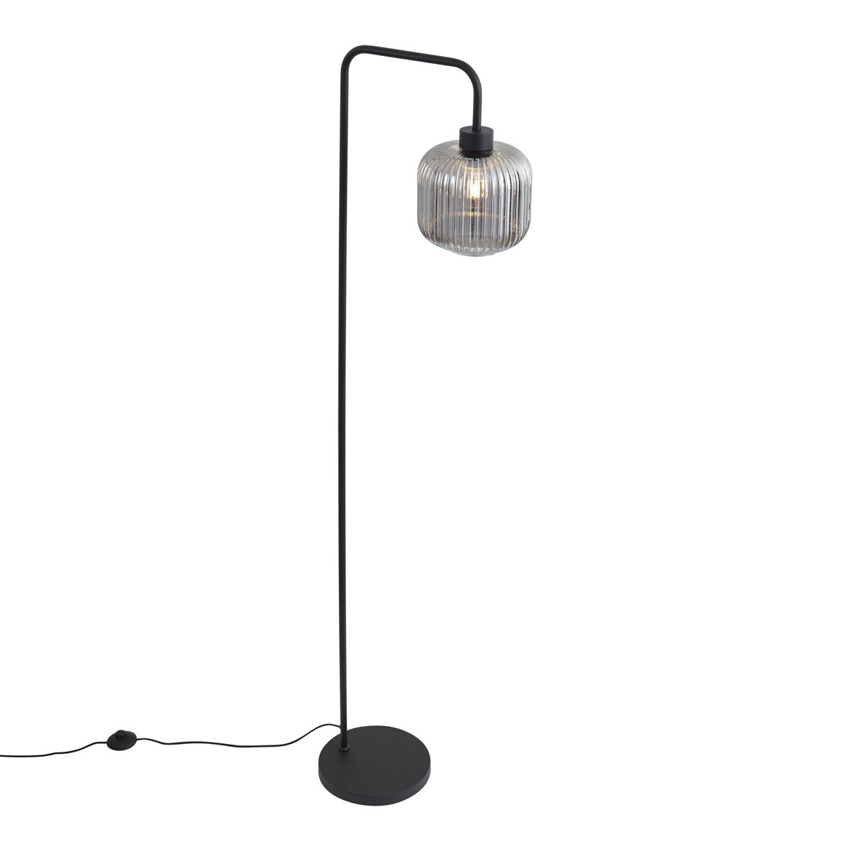 Design vloerlamp zwart met smoke glas - Ana