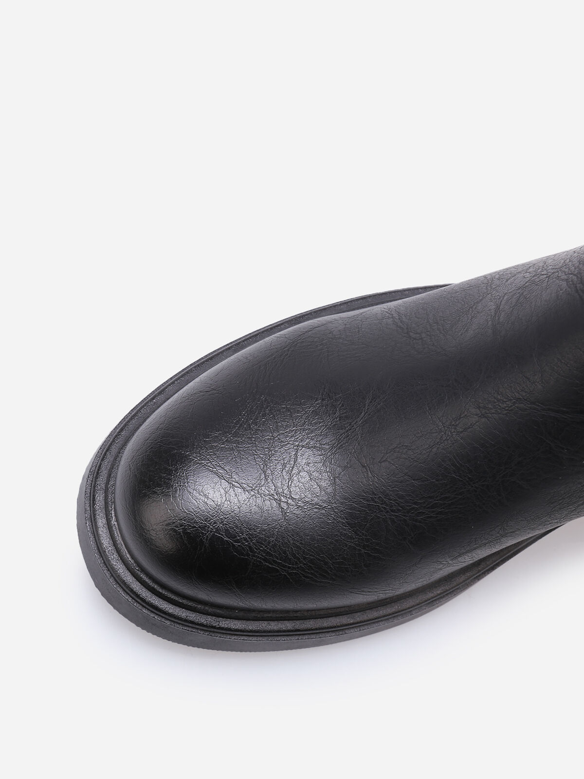 Bottines plissées à semelle épaisse- Noir
