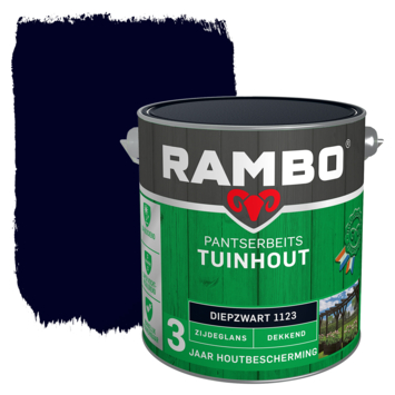 Rambo Pantserbeits Tuinhout zijdeglans dekkend diepzwart 2,5 liter