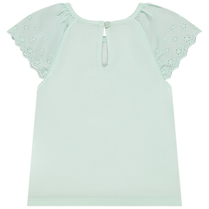 T-shirt manches courtes en broderie anglaise pour bébé fille - Vert