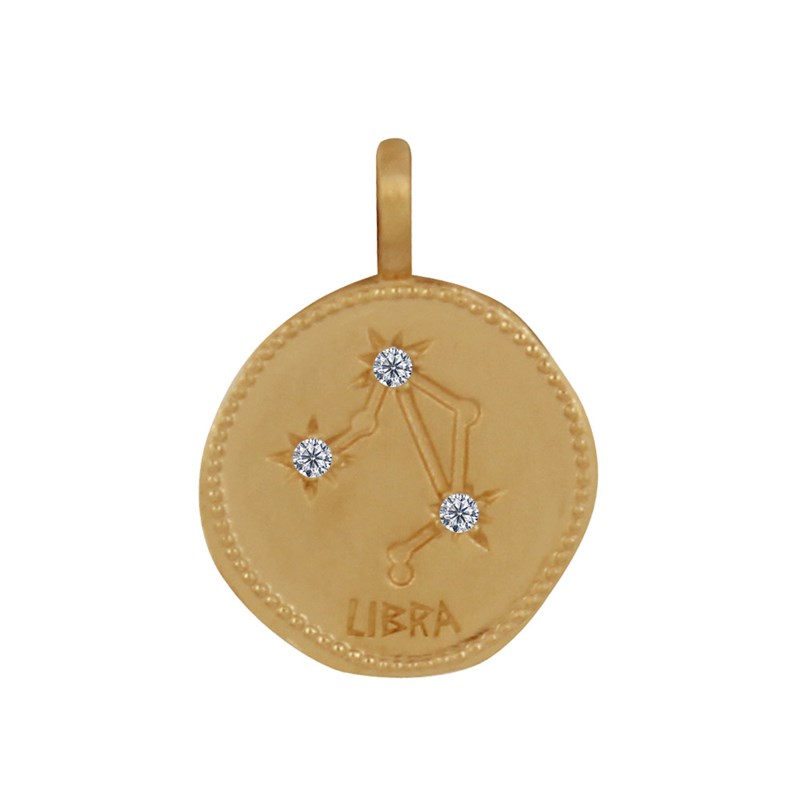 Pendentif Plaqué Or Constellation Balance et Strass