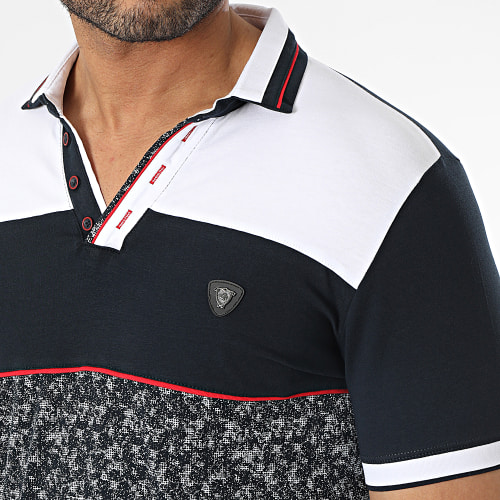 Polo Manches Courtes Bleu Marine Blanc