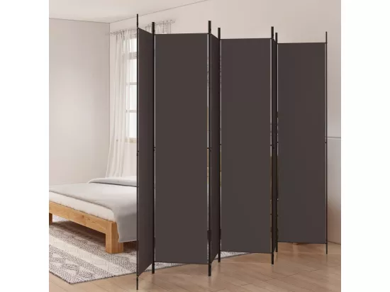 Cloison de séparation 6 panneaux Marron 300x220 cm Tissu