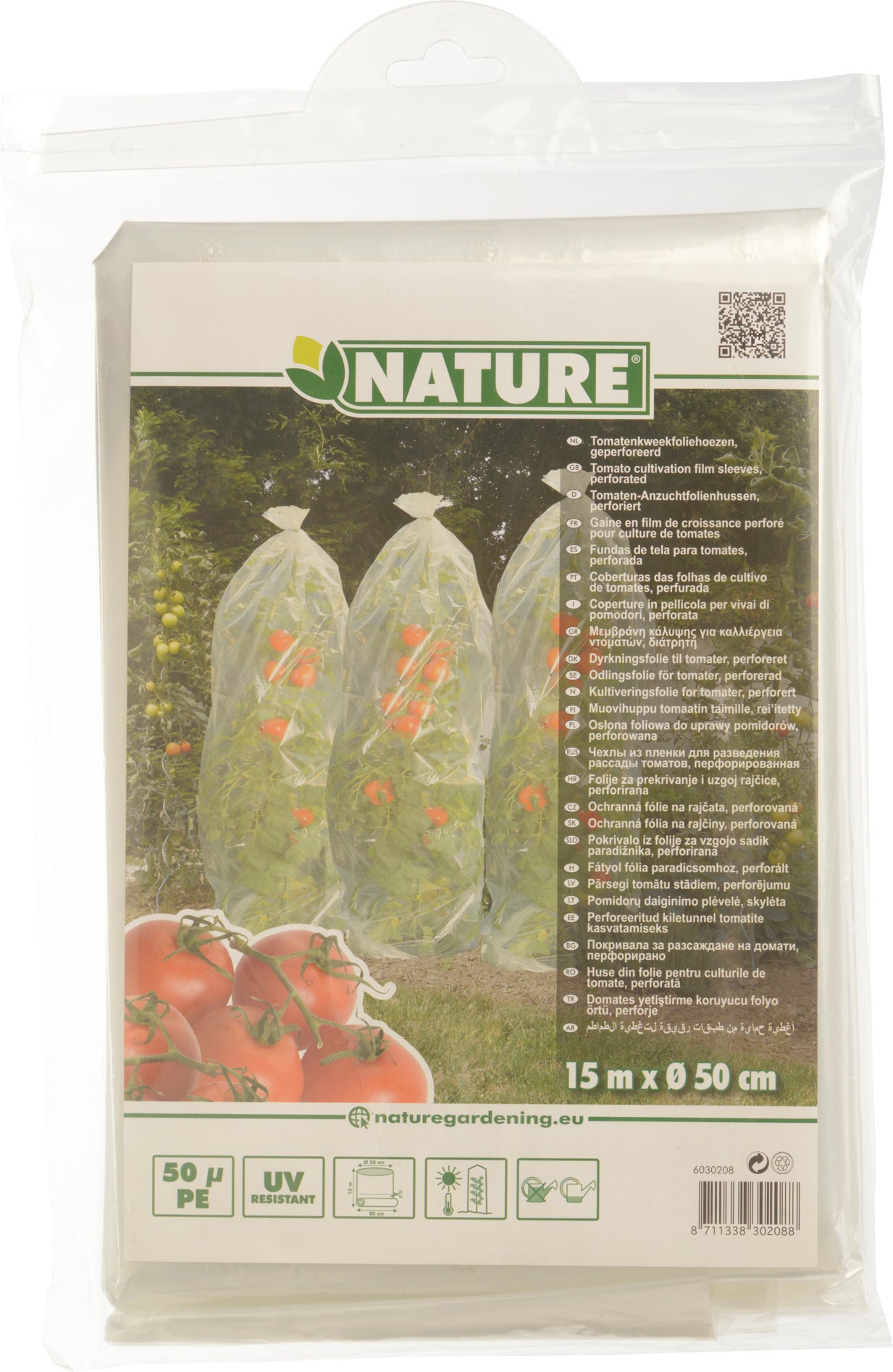 Nature tomatenhoezen D 50 cm x 15 m transparant