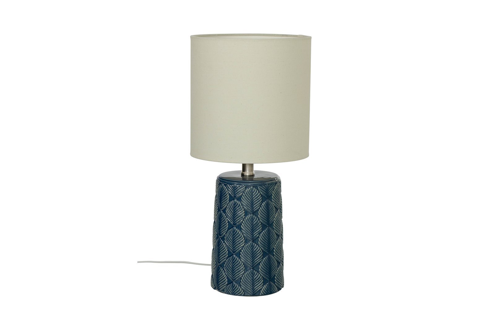 Bodil bordlampe blå/naturhvit med skjerm, leding og bryter E27