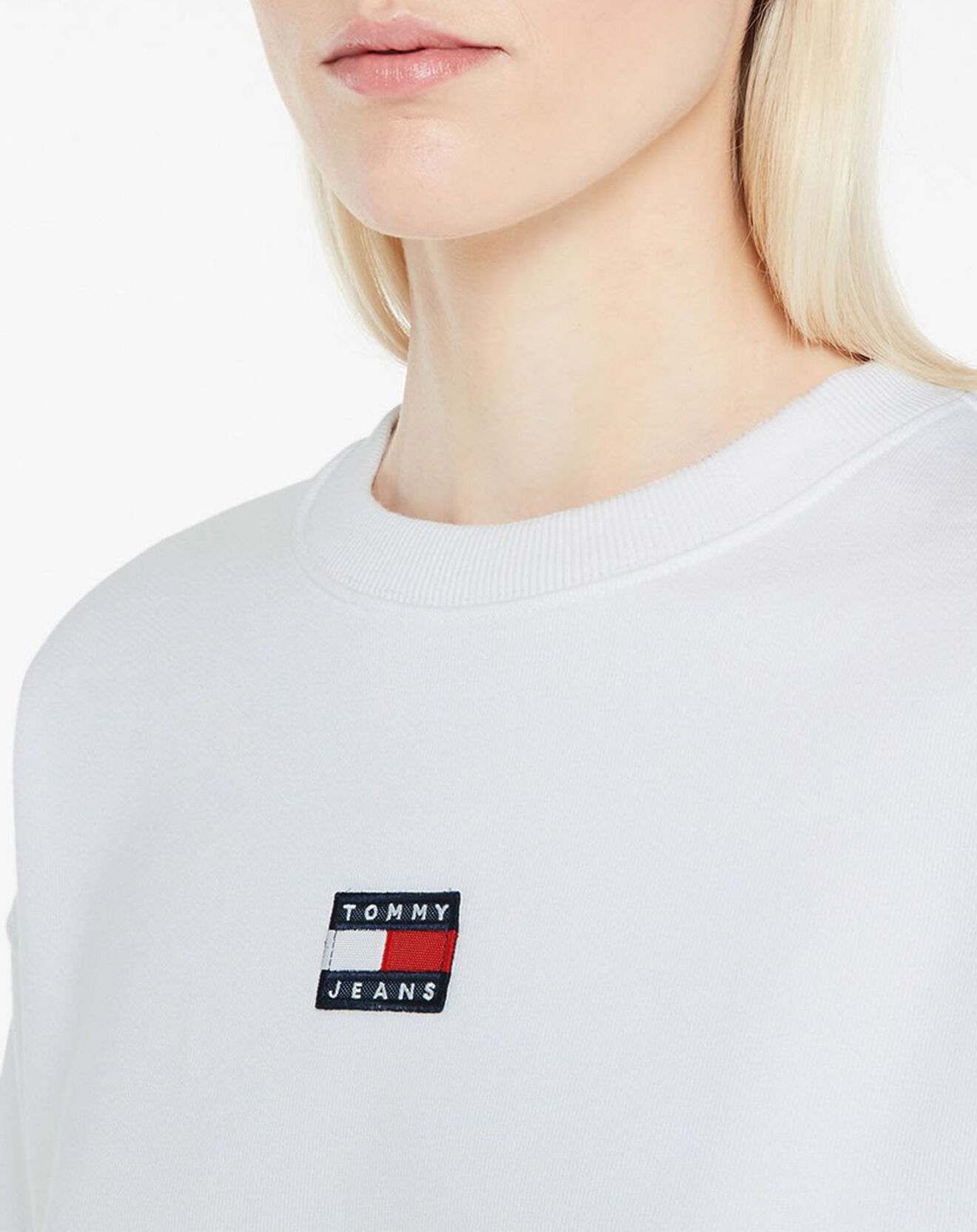 Tommy Jeans Sweat Tommy Center Badge Crew blanc