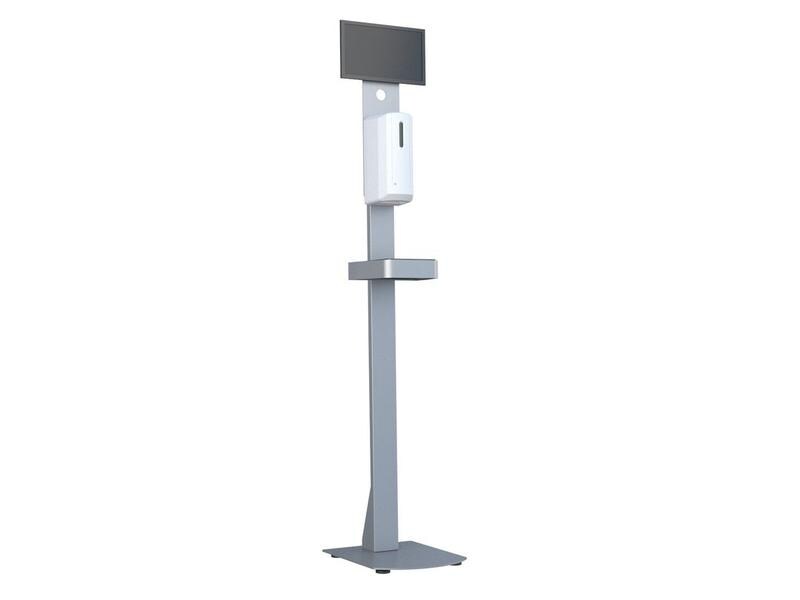 Multibrackets Desinfektionsmittelständer Hygienebox Stand w MB Hygienebox Standmontage, weiss / 9646 Infrarot Auto-Sensor 0-12 cm, 1 Liter Tank, ABS