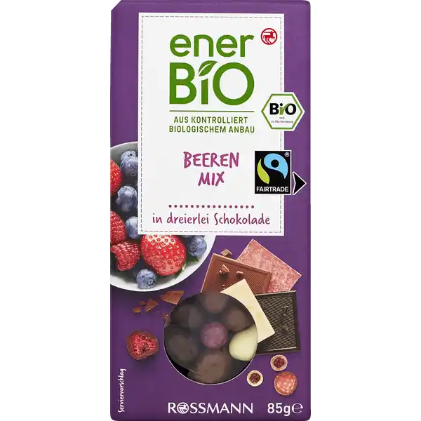 Beeren-Mix in dreierlei Schokolade