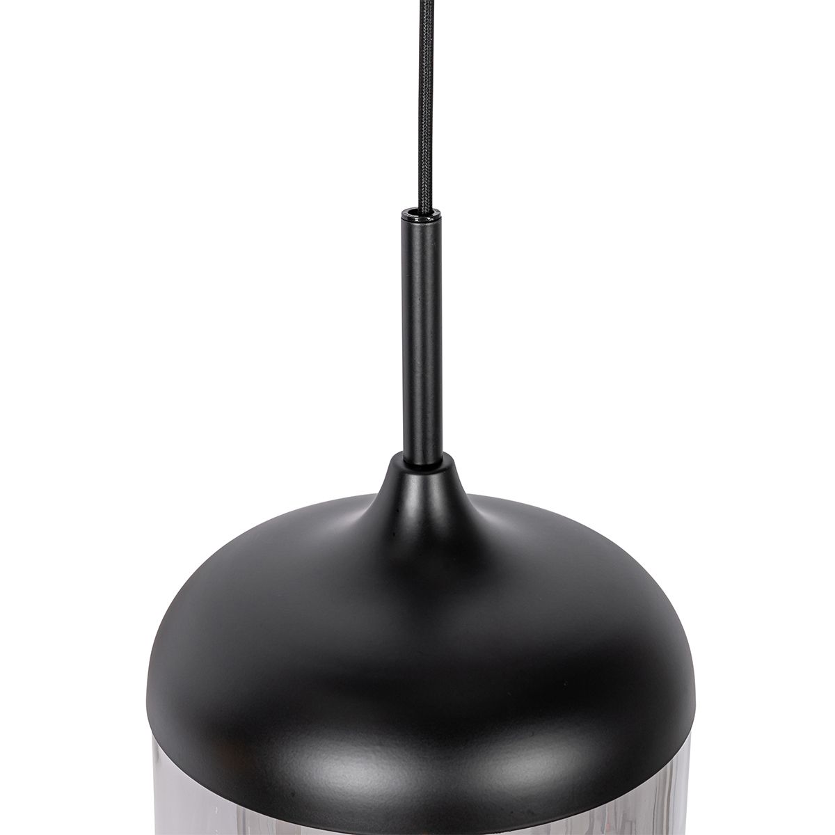 Design hanglamp zwart met goud en smoke glas 3-lichts - Kyan