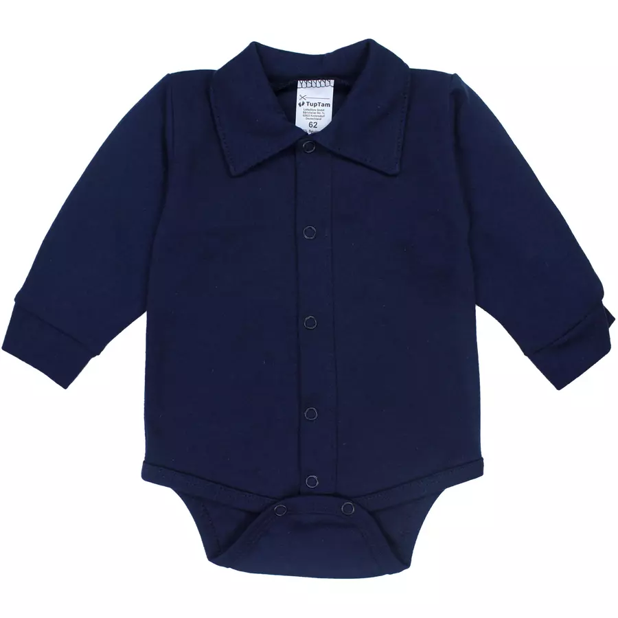 TupTam Baby Jungen Langarm Kurzarm Body mit Kragen dunkelblau