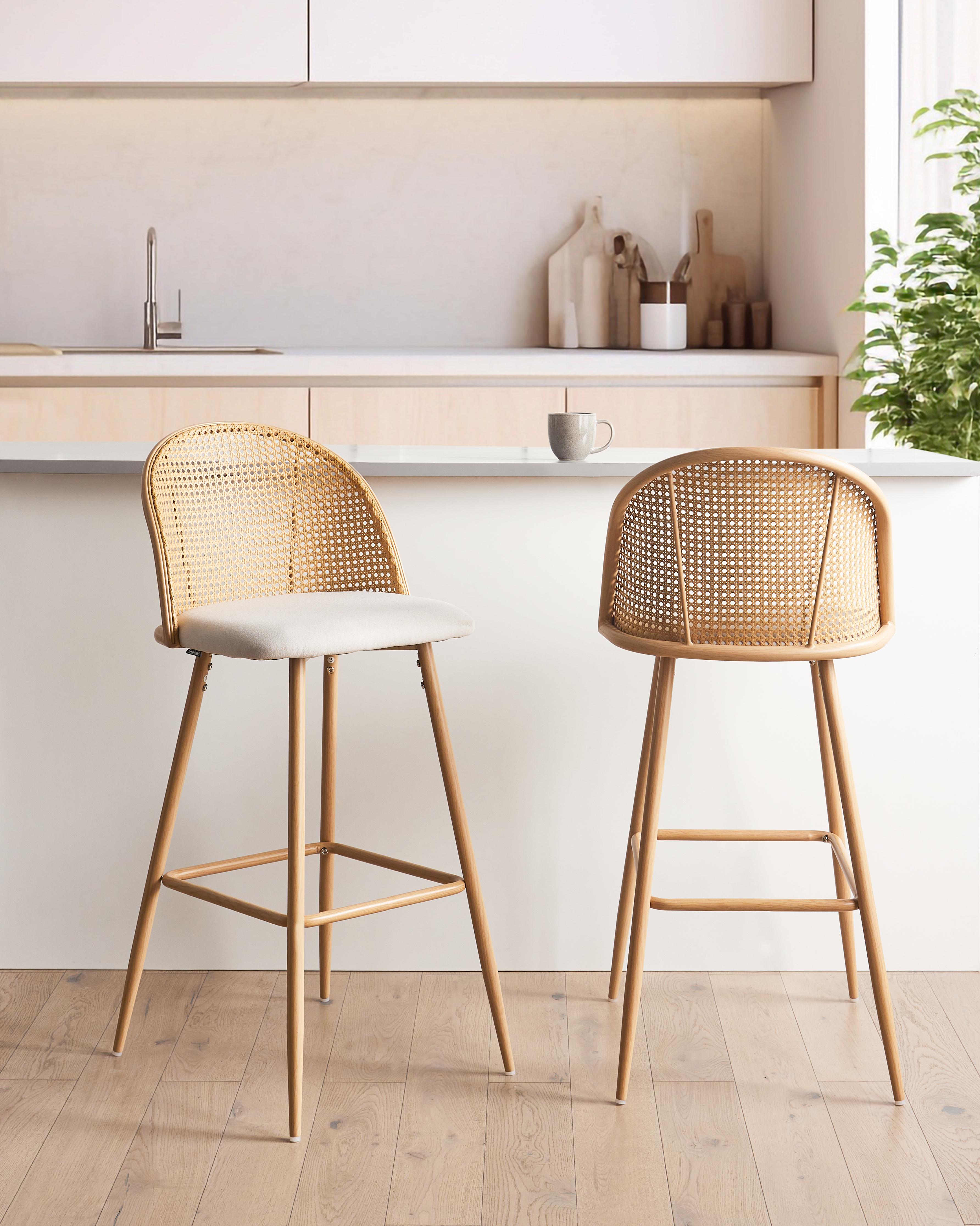 Set van 2 barstoelen CORNELL Metaal Lichtbruin