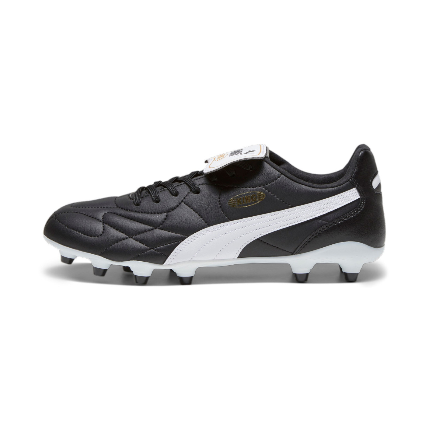 PUMA King Top Gras / Kunstgras Voetbalschoenen (MG) Zwart Wit Goud