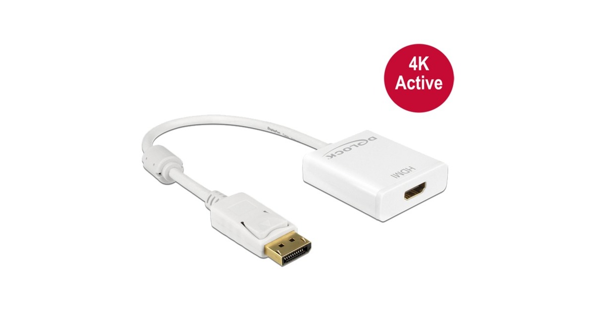DeLOCKDisplayPort > HDMI adapter  (Wit, 0,2 meter, 4K)