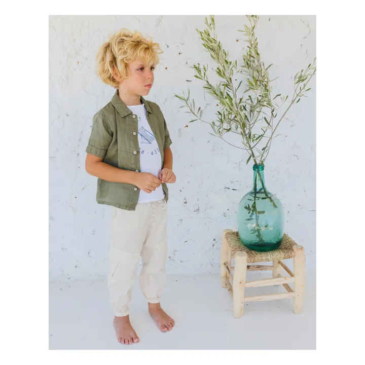 Búho Chemise Unie Lin | Vert kaki