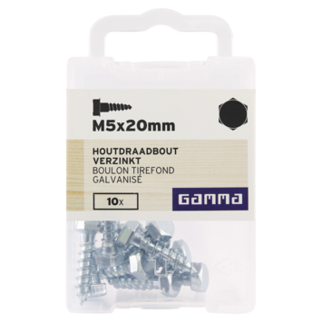 GAMMA houtdraadbout M5 x 20 mm verzinkt 10 stuks