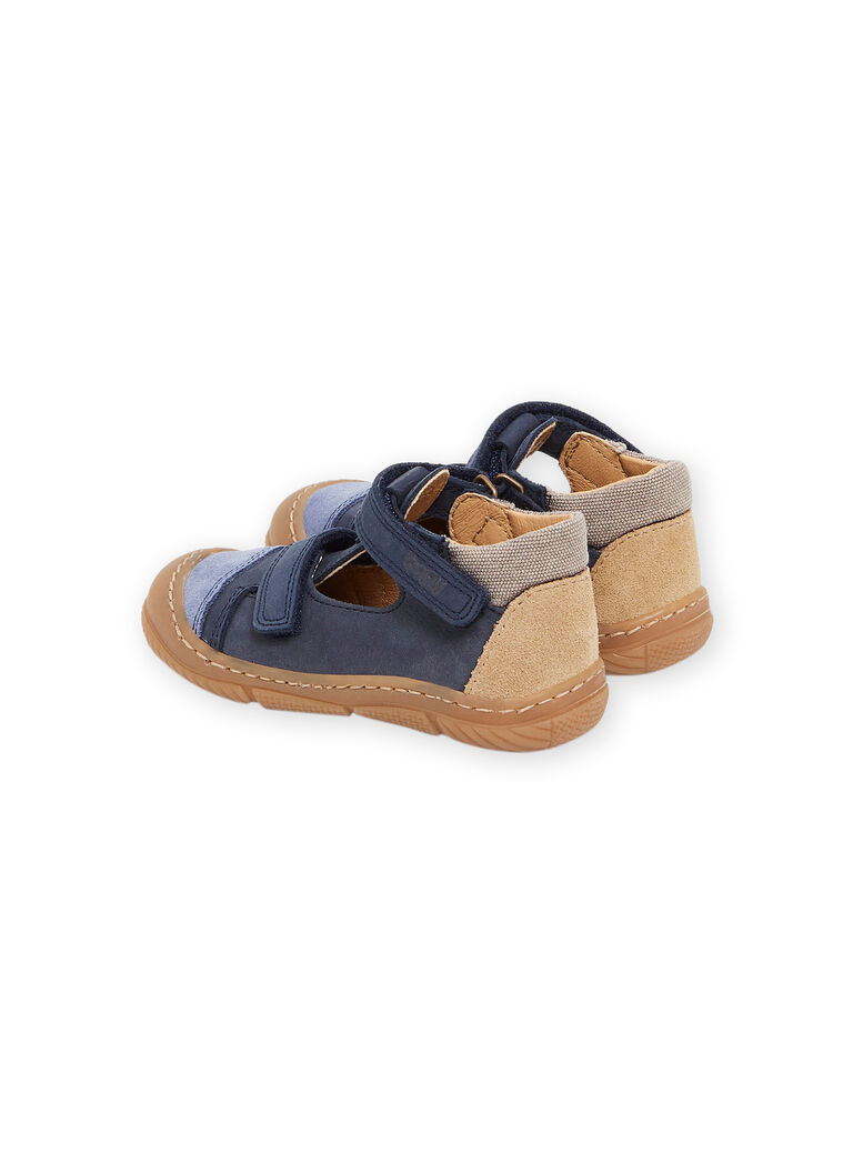 Babies bleu marine en cuir