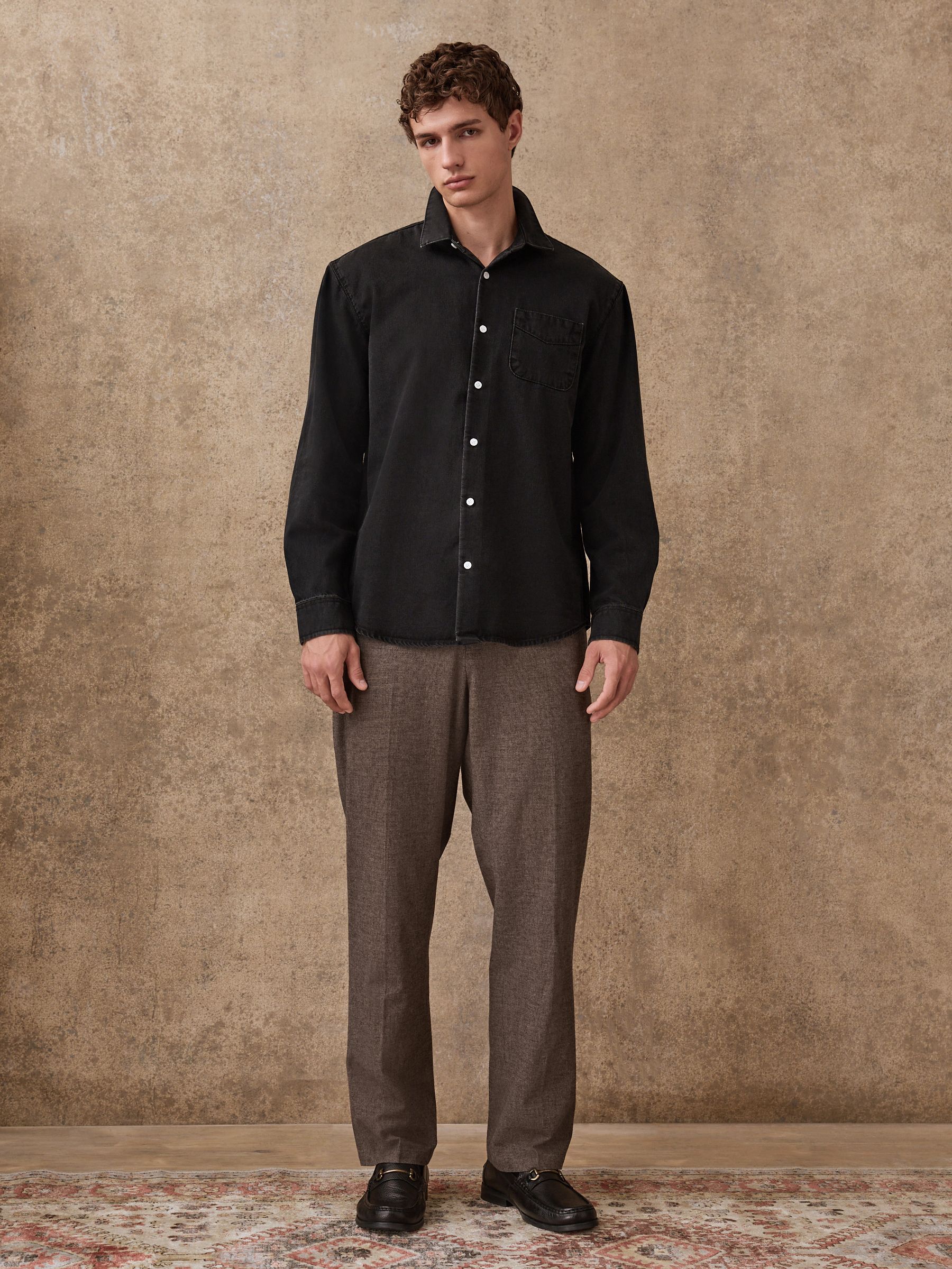 Bruin - Regular Fit Smart Brushed Cotton Textured Trousers