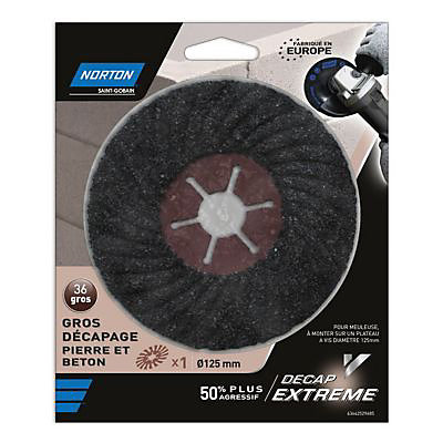 Disque meuleuse Decap Extrem matériaux Ø125mm Norton - Grain80