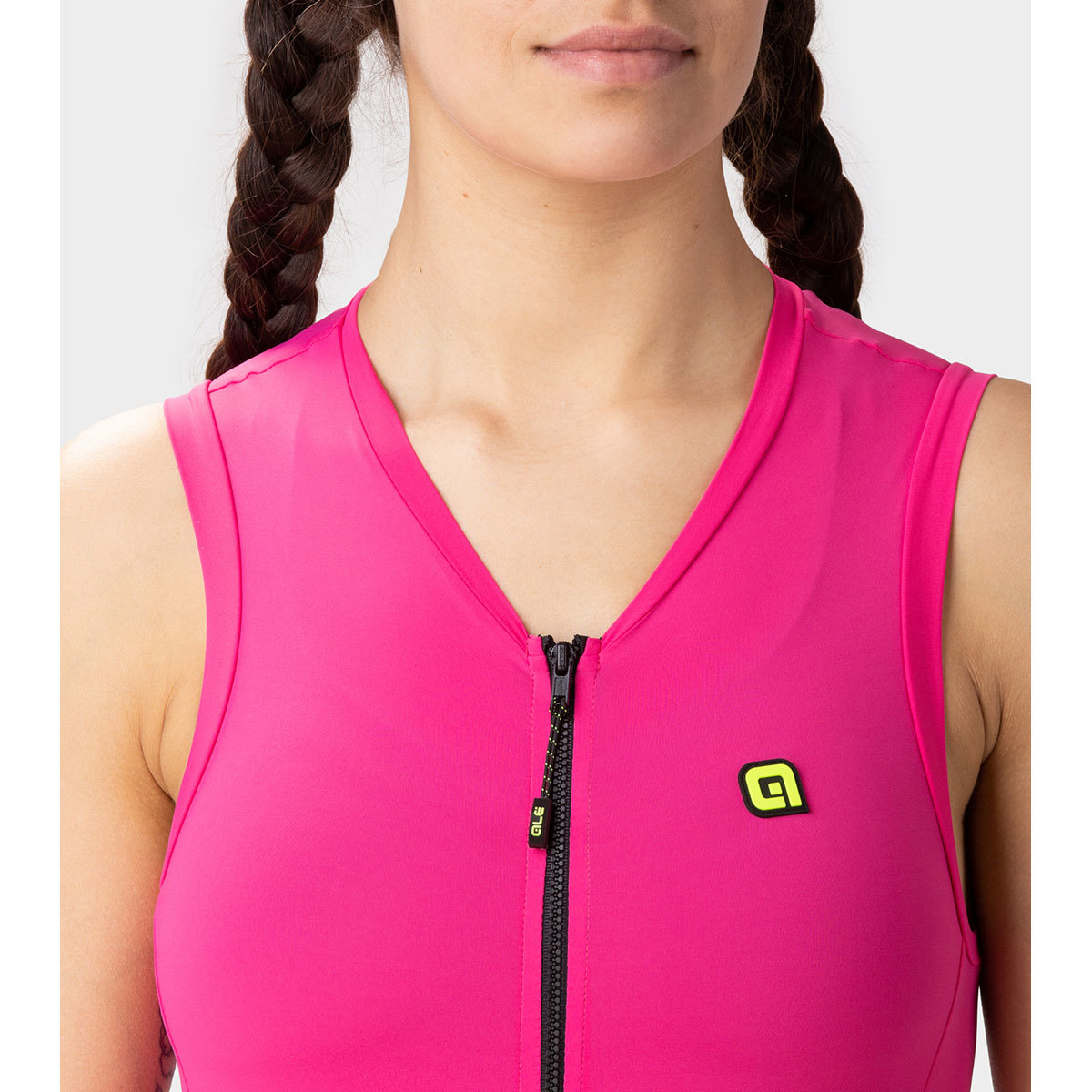 Ale Solid Color Block Fietsshirt Zonder Mouwen Roze Dames